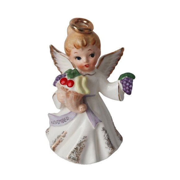 Other - Vintage 1960s November Birthday Angel of the Month Ceramic Figurine 5" Japan